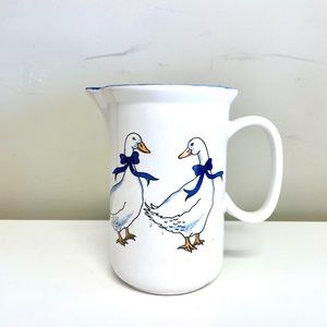 Vintage Porcelain 7" Pitcher with Geese Sondgen Germany